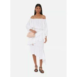 Marques Almeida Asymmetrical Tiered Skirt Size 6 White $375